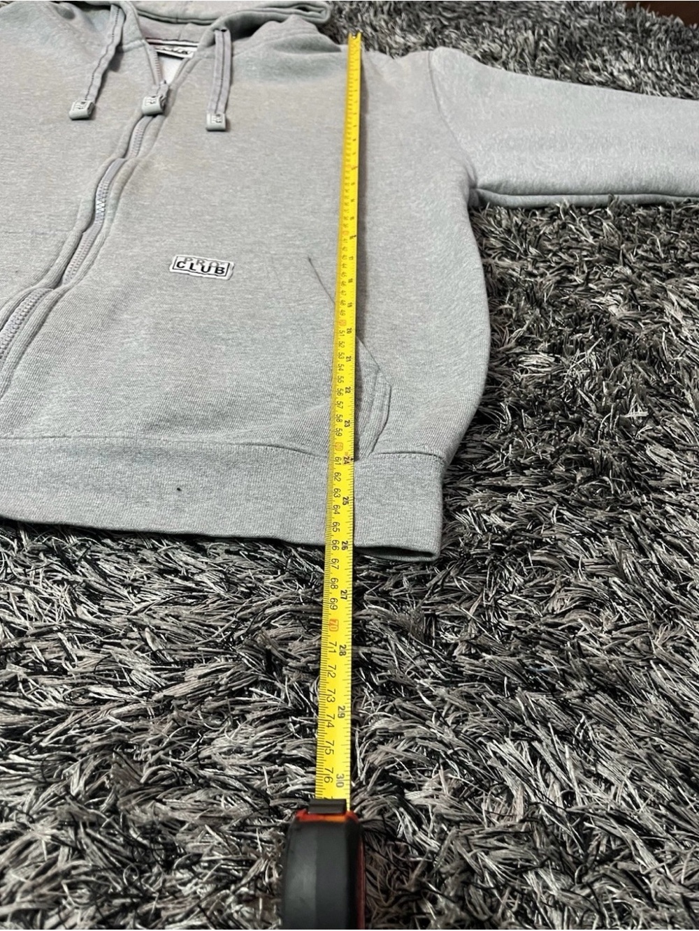 Grey Zip-Up Pro club Hoodie Sweatshirt - Men's - Picture 5 of 6